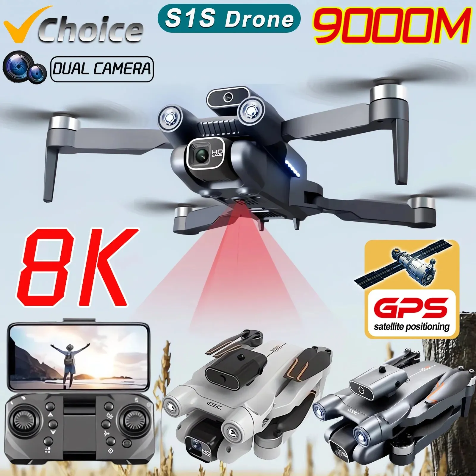 Drone Camera 4K - Yeni S1S 5G GPS Drone kamera